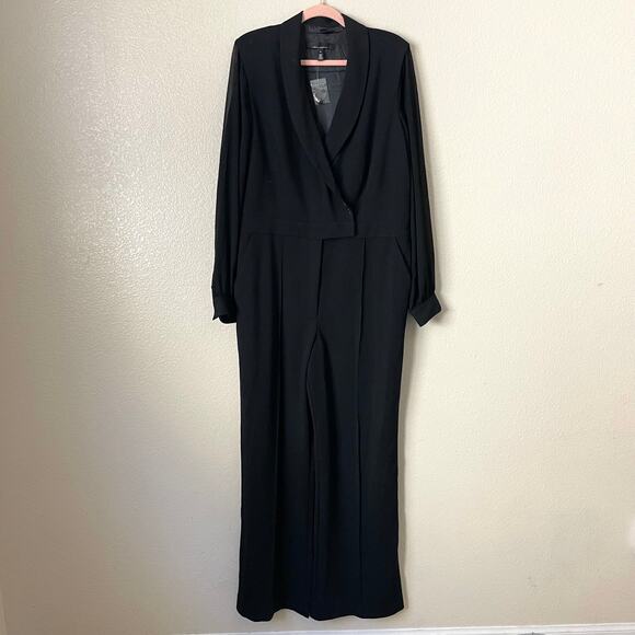 White House Black Market Jumpsuit Womens Size 16 Black Blazer Formal Preppy NEW - Picture 3 of 12